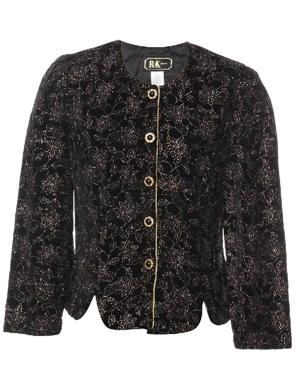 Final Markdown trendy jacketFloral Pattern Evening Jacket - M