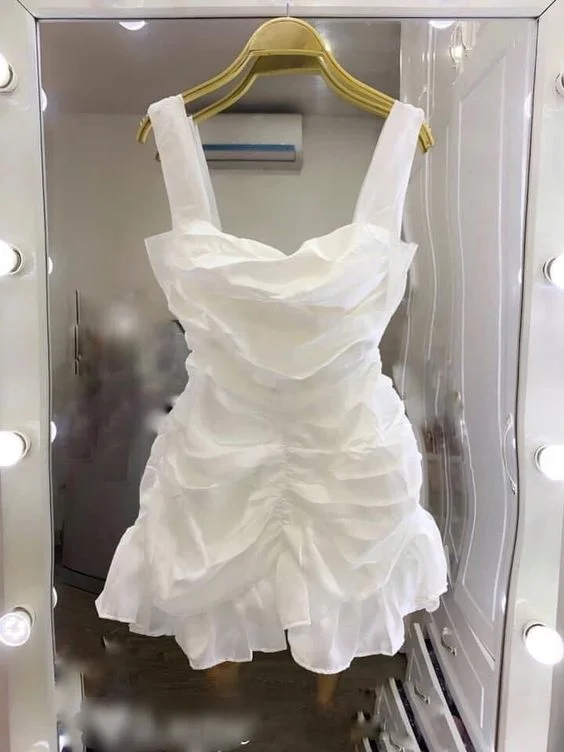 cocktail dressChic White Homecoming Dress,White Party Dress Y2023