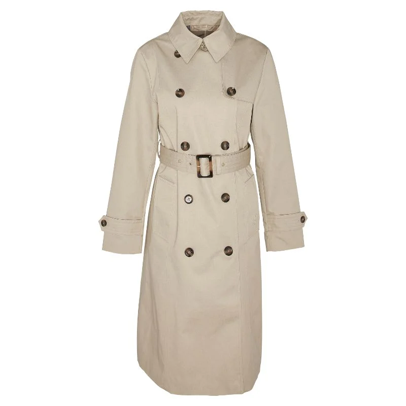 cozy coatBarbour Greta Ladies Showerproof Trench - Light Fawn/Primrose Hessian