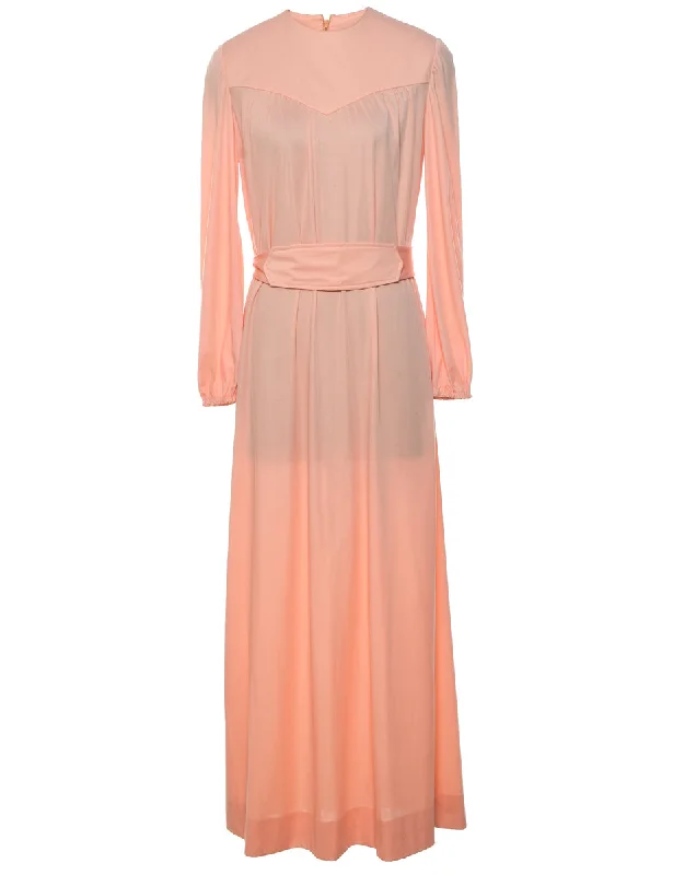TIME-Limited Offer slim fit coat1970s Long-Sleeve Peach Maxi Dress - L
