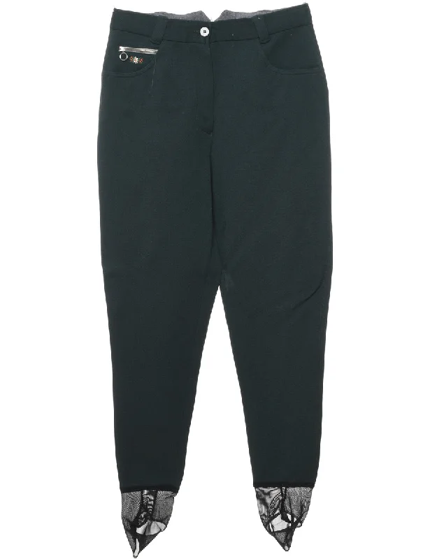 Mega Sale insulated jacketDark Green Floral Embroidered Stirrup Trousers - W30 L30