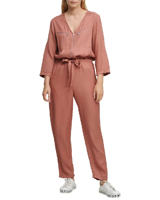 oversized trench coatDkny V-Neck Zip Pocket Jumpsuit