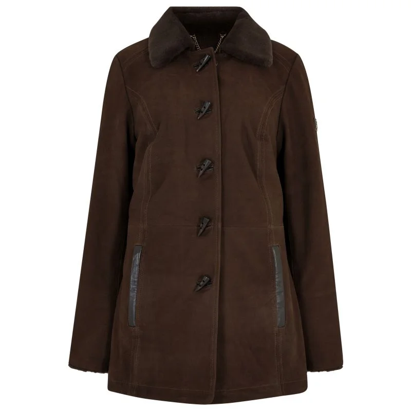Crazy Deals cold weather coatDubarry Clarke Sherpa-Lined Ladies Leather Jacket - Walnut