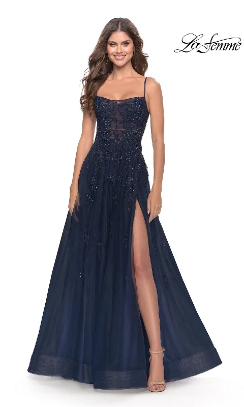 Take Advantage lace-up dressLa Femme 31381 Formal Prom Dress