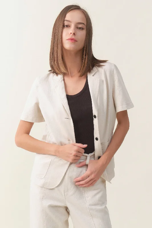 Best Seller windproof jacketShort Sleeve Linen Blazer - Raw