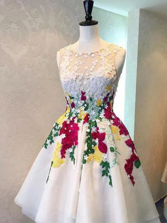 Mega Deal Beautiful High Low Homecoming Dresses Embroidery Short Prom Dress Party Dress JK670