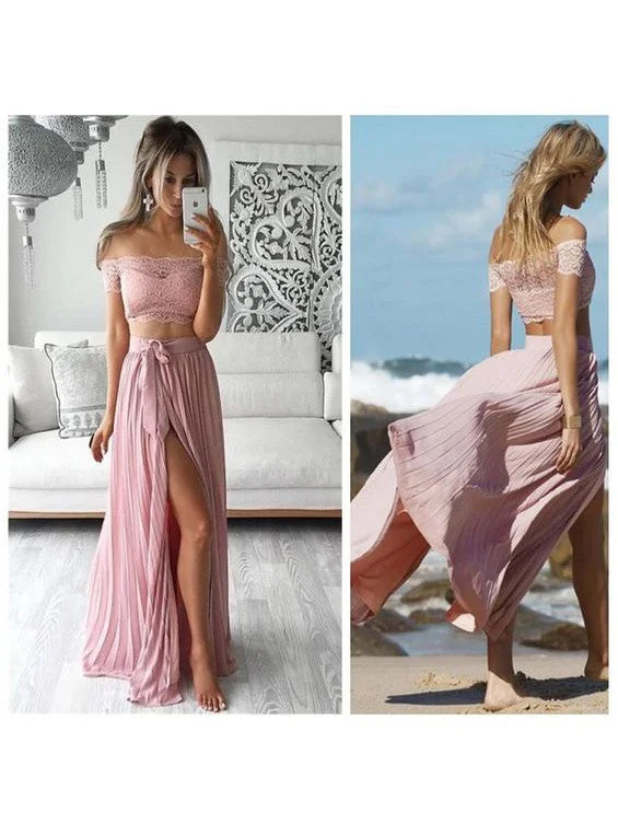 Incredible Offers Prom Dresses Off-the-shoulder Lace Long Prom Dress/Evening Dress #JKL007
