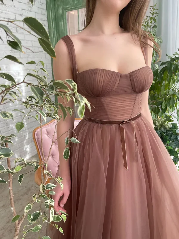 Quick Sale fitted dressBrown Tea Length Prom Dresses, Tea Length Brown Formal Homecoming Dresses Y228 Quick Sale fitted dressBrown Tea Length Prom Dresses, Tea Length Brown Formal Homecoming Dresses Y228