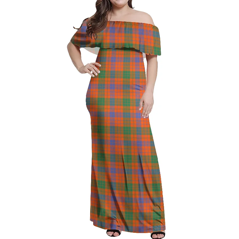 Buy Now Ross Ancient Tartan Off Shoulder Long Dress