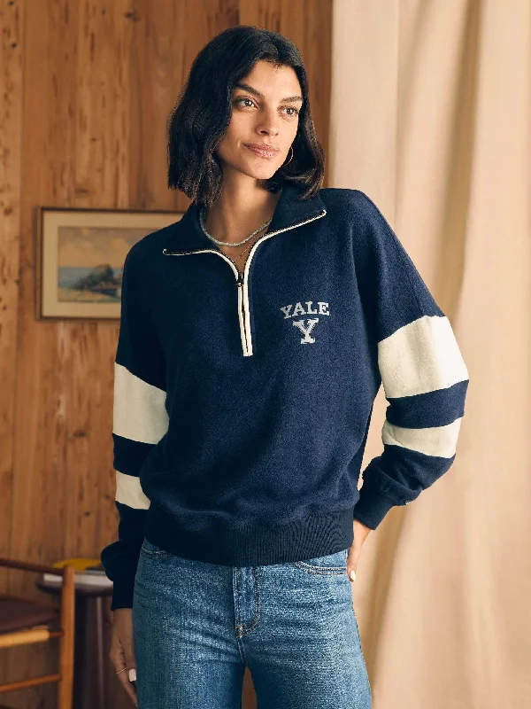 Special Discount breathable workout hoodieBeach Fleece Yale Logo Quarter Zip - Navy Multi