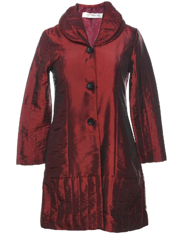 Bargain Prices puffer jacketSingle Breasted Long Maroon Metallic Evening Jacket - S