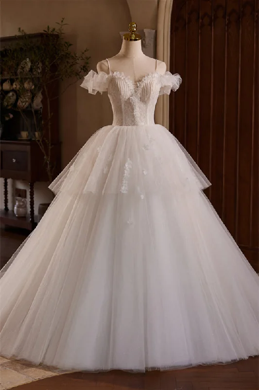 Today Only casual slip dressOff the Shoulder Ivory Appliques Tiered Ball Gown