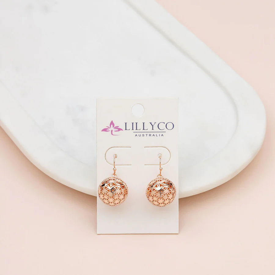 Crazy Deals floral midi dressRose Gold Love Harmony Ball Earrings