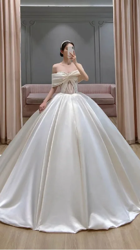 Lowest Prices puff sleeve dressOff The Shoulder Satin Wedding Dress Charming Wedding Dress Y264 Lowest Prices puff sleeve dressOff The Shoulder Satin Wedding Dress Charming Wedding Dress Y264