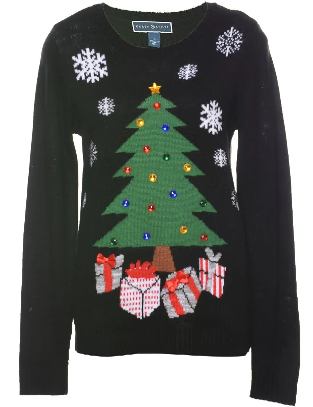 Bargain Prices insulated jacketChristmas Tree Print Jumper - S
