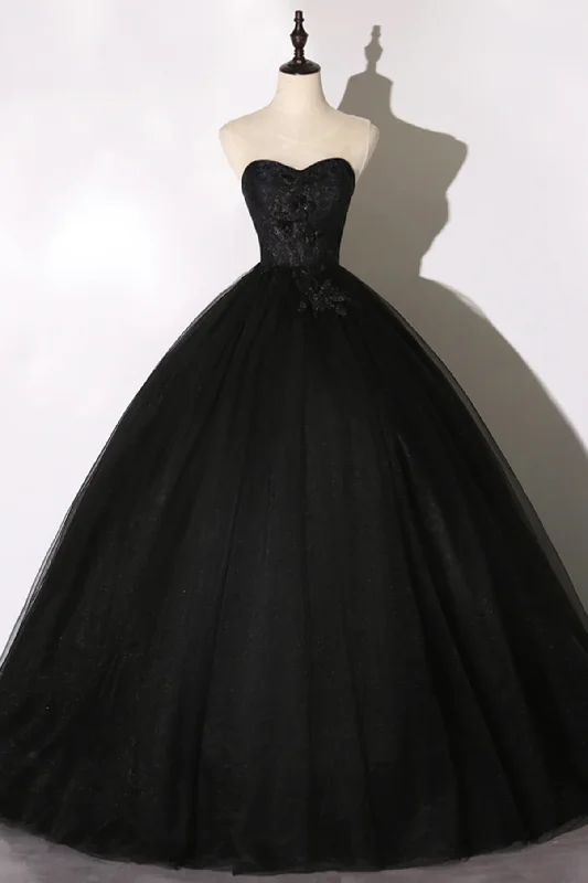 Price Slash summer dressBlack lace long ball gown dress A line formal dress Y1295