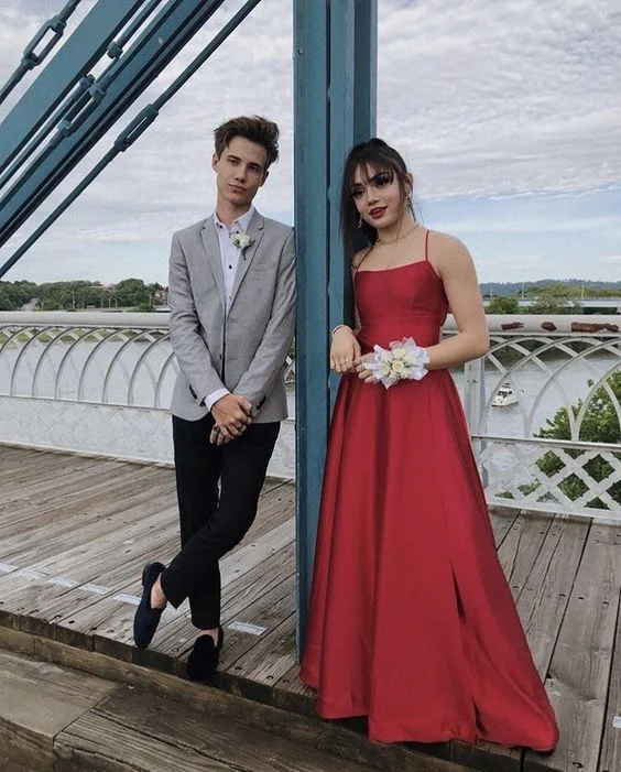 Time-Limited Offer sleek dressGenerous A-line Red Satin Long Prom Dress,Graduation Dress Y1190