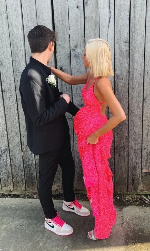 Special Buy flowy maxi dressA-line V Neck Hot Pink Sequins Prom Dresses Junior Prom Gown Y1285