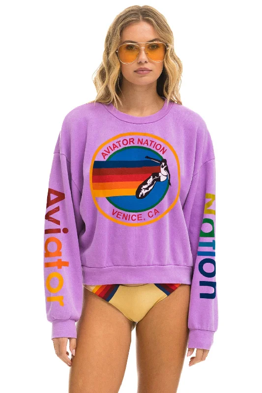 soft athletic sweatshirtAVIATOR NATION RELAXED CREW SWEATSHIRT - NEON PURPLE