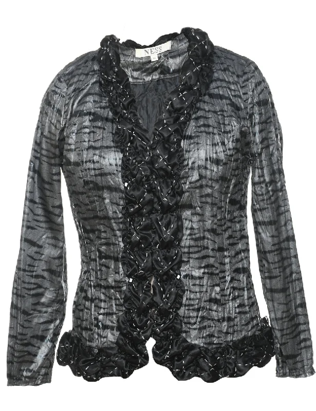 Price Cut sporty outerwearDark Grey Evening Jacket - M