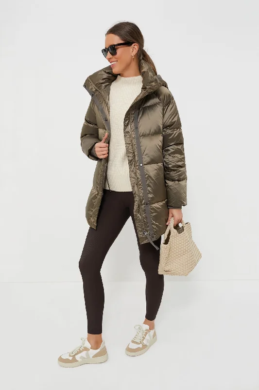 Seasonal Clearance relaxed winter jacketBrushed Olive Metallic Canton Down Jacket