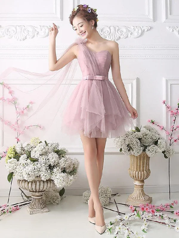 Crazy Savings Homecoming Dress One Shoulder Hand-Made Flower Short Prom Dress Party Dress JK203