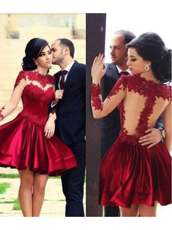 Super Deal Homecoming Dress Long Sleeve Zipper Short Prom Dress Party Dress JKS035