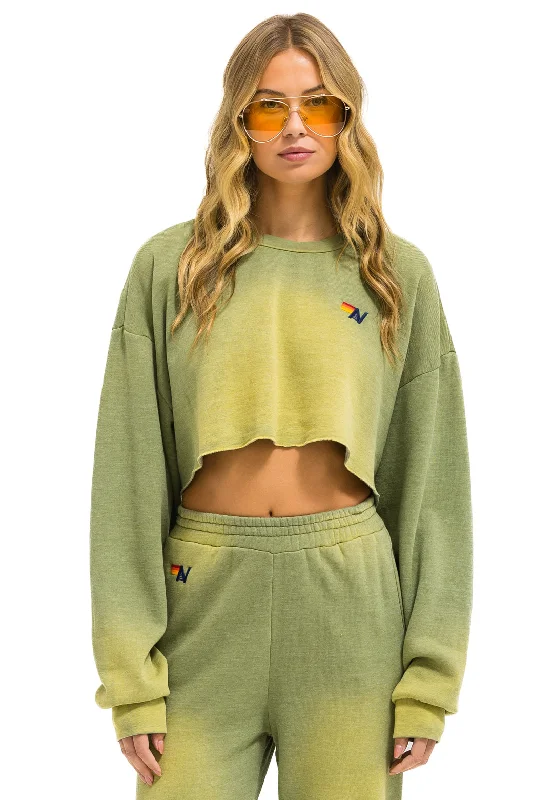 comfy workout sweatshirtESSENTIAL CROPPED CREW SWEATSHIRT RELAXED - FADED ARMY