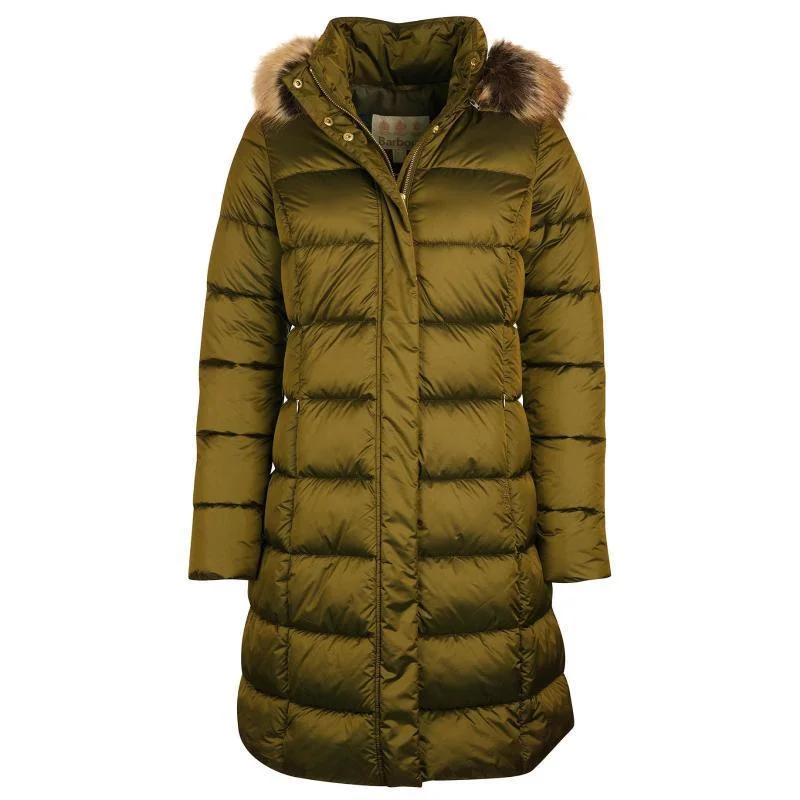 casual coatBarbour Crinan Ladies Quilted Coat - Military Olive/ Hawthorn Tartan