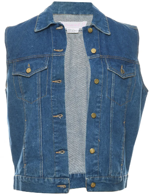 vintage trench coatMedium Wash 1990s Denim Vest - M