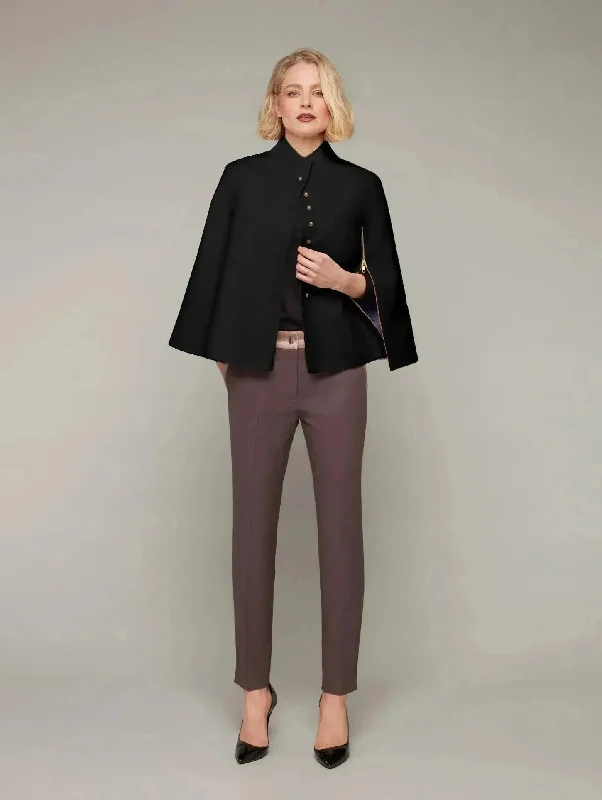 Closeout Sale fashionable outerwearGLADE | Buttoned Melton Zipped Wool Cape