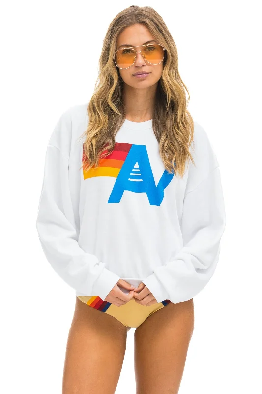 Deal Zone sleek gym hoodieLOGO RELAXED CREW SWEATSHIRT - WHITE