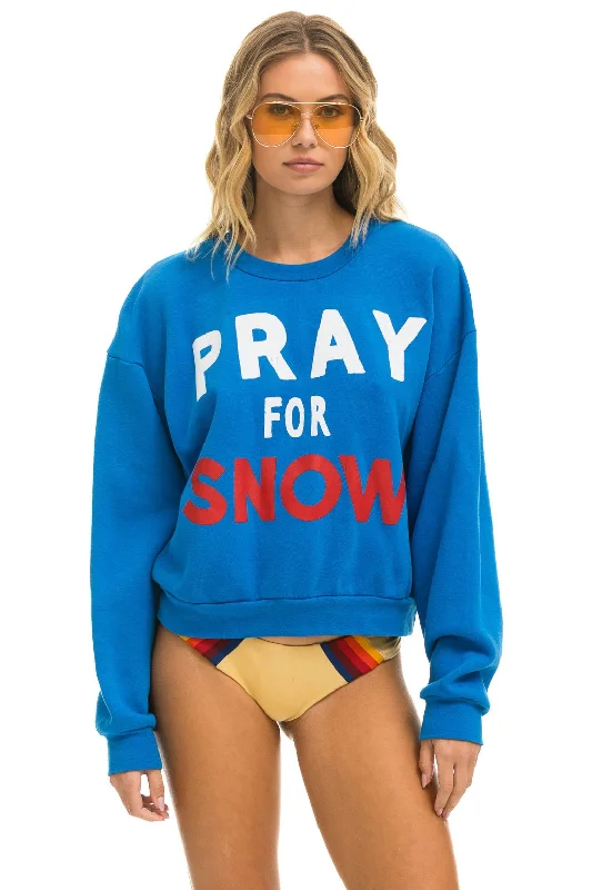 Savings Alert loose fit athletic hoodiePRAY FOR SNOW RELAXED CREW SWEATSHIRT - OCEAN Savings Alert loose fit athletic hoodiePRAY FOR SNOW RELAXED CREW SWEATSHIRT - OCEAN