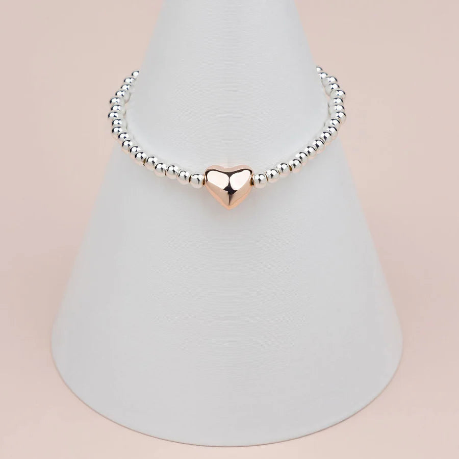 Act Fast summer floral dressSilver & Rose Gold Small Heart Bracelet