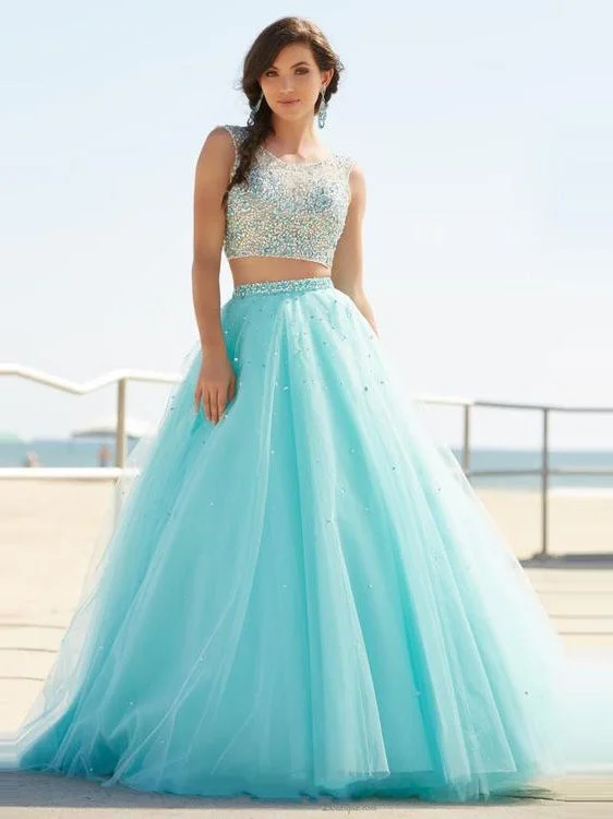 Hurry In Two Piece Prom Dresses Aline Sparkly Prom Dress Sexy Evening Dress JKL991