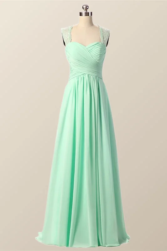 Today’s Deal summer floral dressMint Green Pleated Chiffon Long Bridesmaid Dress