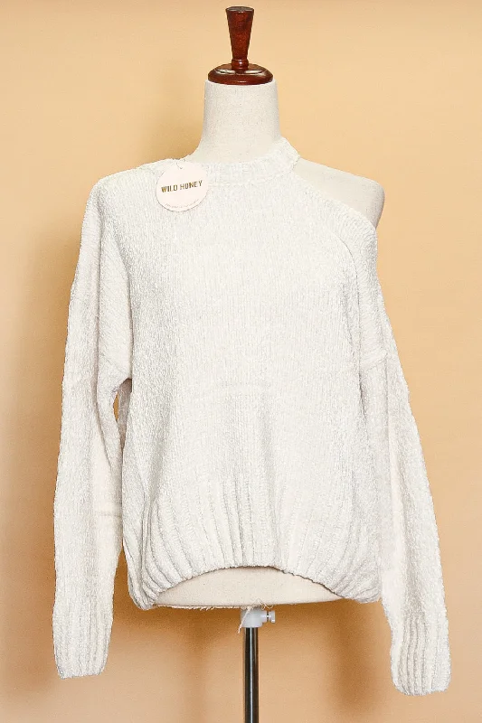 windproof jacketIvory Chenille Off Shoulder Sweater