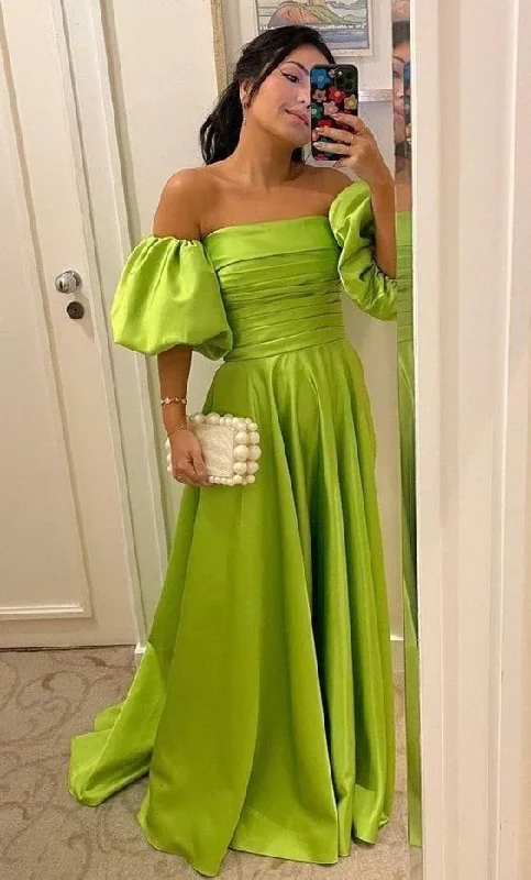 Special Price layered dressSexy strapless with removable puff sleeves floor length prom dress Y1050