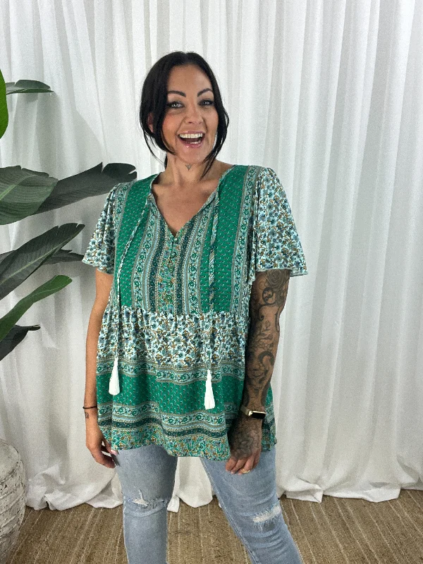 Anniversary Sale fitted dressRosie Top- Green (SALE)