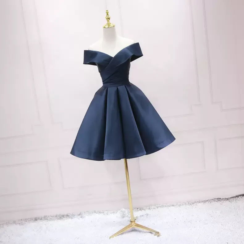 Incredible Offers one-shoulder dressNavy Blue Simple Short Homecoming Dress s22