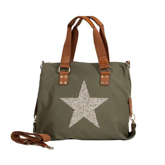 Deep Discounts v-neck dressStar Canvas Tote Bag - Khaki