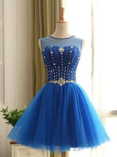 Limited Stock Homecoming Dress Royal Blue Rhinestone Short Prom Dress Party Dress JK195