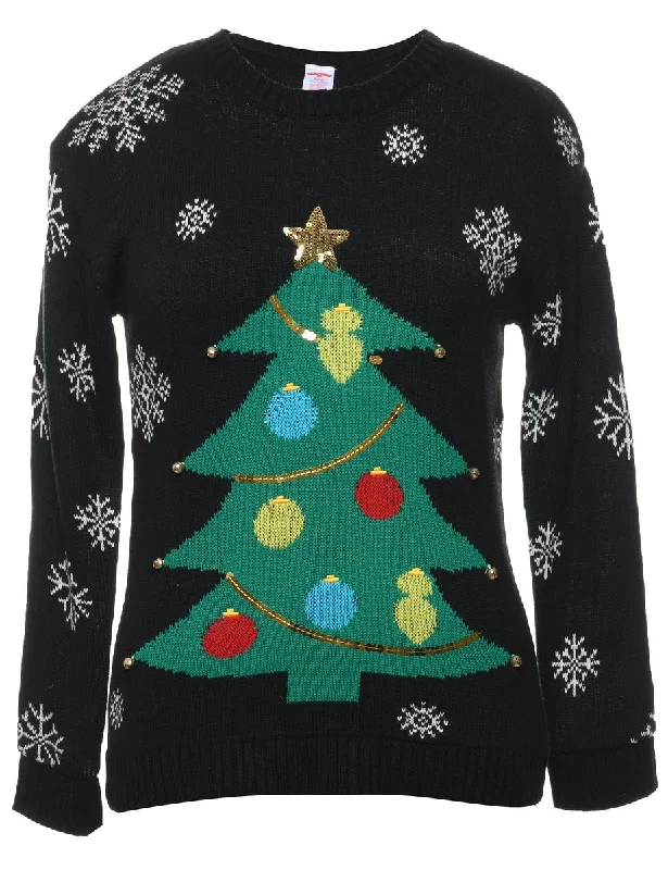 cozy fleece coatBlack Christmas Jumper - S