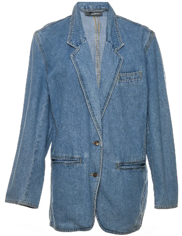 warm jacketLiz Wear Stone Wash Button-Front Denim Jacket - L