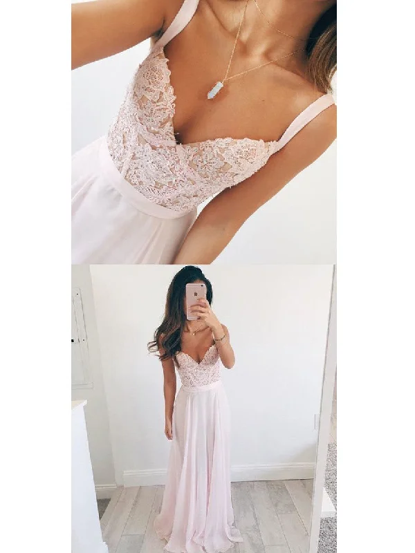Buy Now Prom Dresses Pink A-line V-neck Chiffon Prom Dress/Evening Dress #JKL003