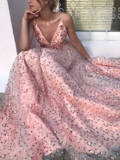Low Prices Lace Prom Dresses Spaghetti Straps Floor-length Aline Chic Prom Dress JKL978