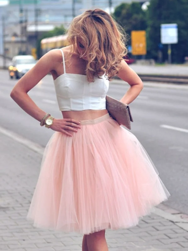 Crazy Deals Two Piece Homecoming Dresses A-line Simple Cheap Short Prom Dress Party Dress JK692