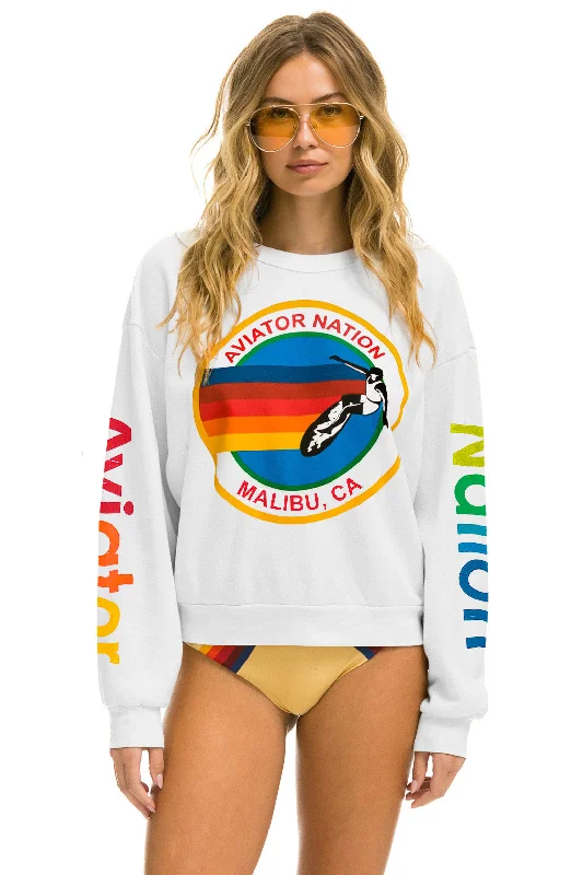 classic gym sweatshirtAVIATOR NATION MALIBU RELAXED CREW SWEATSHIRT - WHITE