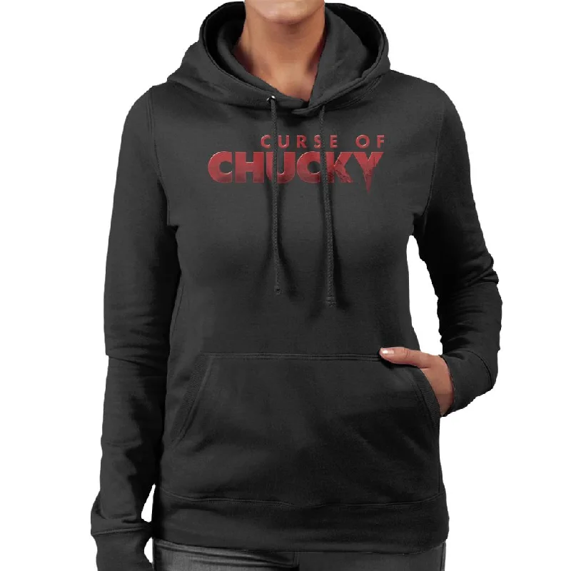 athletic hoodieChucky Curse Of Chucky Logo Women's Hooded Sweatshirt