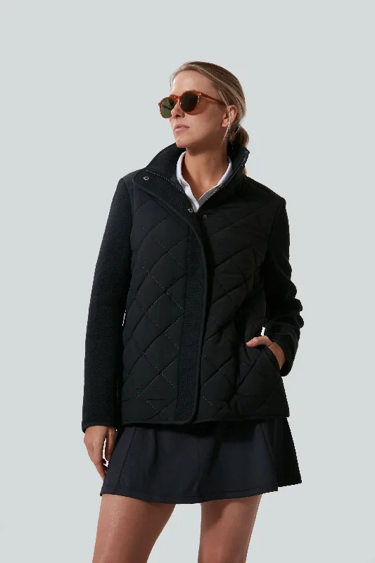 trendy bomber coatBlack Quilted Evonne Jacket